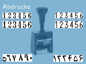 Numeroteur Reiner B6K (Zs 6 | Zg 4,5) ohne vorstehenden Nullen | Schriftart: Antiqua | Stempelfarbe: schwarz